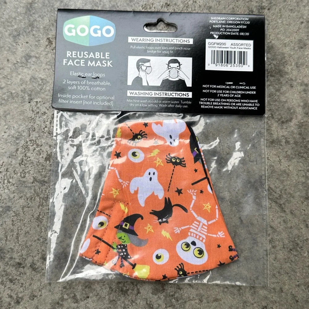 GoGo by Shedrain Youth Reusable Halloween Face Mask size 4-10